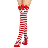 Christmas Over-the-Knee Socks, Handmade Polyester-Cotton Bows, Sweet & Warm Holiday Outfit. 4-Pack A02 Combo Set