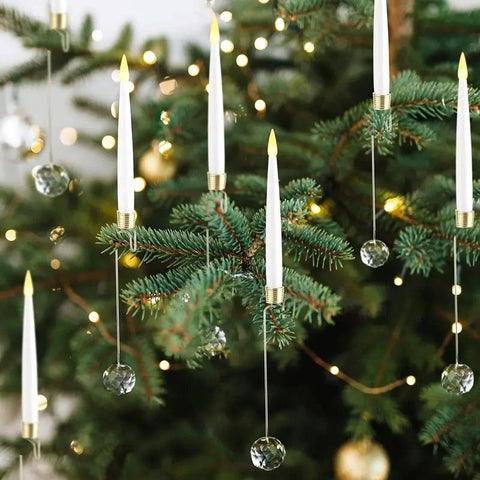 6-Pack Flameless Tapered LED Christmas Candles, Remote Control Timer Crystal Hook Decoration