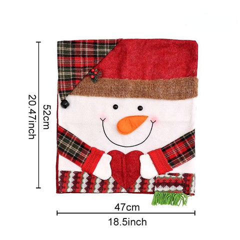 Christmas Handmade Fabric Chair Cover, Cute Snowman Design, Brightens Up the Warm Holiday Atmosphere
