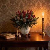 40-Piece Artificial Pine Needle Red Berry Pinecone Set, Essential for Christmas Table Decoration and DIY Wreaths