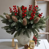 40-Piece Artificial Pine Needle Red Berry Pinecone Set, Essential for Christmas Table Decoration and DIY Wreaths