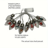 Christmas Wish Bulb String Light | 10 LED Warm Light Mini Scenes, Battery-Powered (Batteries Not Included), 200cm Long, Embedded Santa Claus, Snowman & Reindeer Designs, Hang Anywhere to Brighten Up the Holidays
