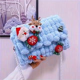 Christmas Plush Cartoon Handbag Crossbody Bag, 3D Appliqués Pearl Chain, Sweet Practical Holiday Essential/ivory In Australia - Darrahopens