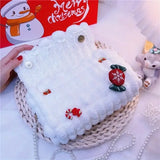 Christmas Plush Cartoon Handbag Crossbody Bag, 3D Appliqués Pearl Chain, Sweet Practical Holiday Essential./khaki