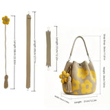 Hand crocheted flower tote bag, can be worn as shoulder bag, crossbody bag, or carried by hand, the perfect choice for everyday outings with a stylish vibe./YELLOW