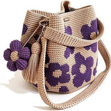 Hand crocheted flower tote bag, can be worn as shoulder bag, crossbody bag, or carried by hand, the perfect choice for everyday outings with a stylish vibe./YELLOW