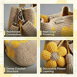 Hand crocheted flower tote bag, can be worn as shoulder bag, crossbody bag, or carried by hand, the perfect choice for everyday outings with a stylish vibe./BLUE