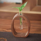 South American Walnut Wangshu Flower Vase: Natural Solid Wood Hand Polished, Ring Design with Glass Tube, Suitable for Fresh Cut and Hydroponic Plants, Space Aesthetic Accent/L SIZE In Australia - Darrahopens
