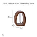 South American Walnut Wangshu Flower Vase: Natural Solid Wood Hand Polished, Ring Design with Glass Tube, Suitable for Fresh Cut and Hydroponic Plants, Space Aesthetic Accent/ S In Australia - Darrahopens
