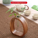 South American Walnut Wangshu Flower Vase: Natural Solid Wood Hand Polished, Ring Design with Glass Tube, Suitable for Fresh Cut and Hydroponic Plants, Space Aesthetic Accent/ S In Australia - Darrahopens