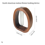 South American Walnut Wangshu Flower Vase: Natural Solid Wood Hand Polished, Ring Design with Glass Tube, Suitable for Fresh Cut and Hydroponic Plants, Space Aesthetic Accent/ S