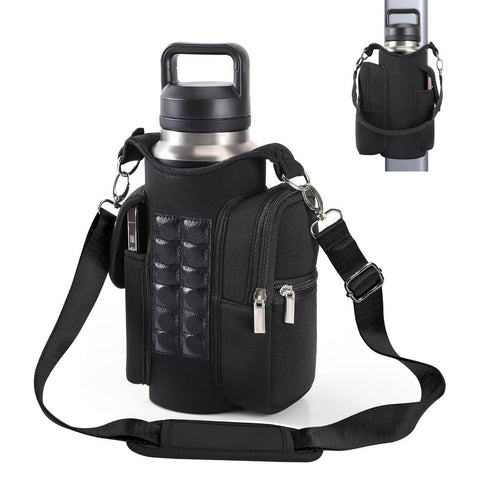 Black Double Row 12 Magnet Sports Water Bottle Bag: Magnetic attachment stays rock-solid, multi-scenario compatibility frees your hands, thickened wear-resistant fabric with thoughtful details, making sports and travel worry-free and efficient./BLACK
