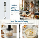 4-in-1 Hand Blender, Blends, Chops, Whisks, and Grinds All in One Machine, 25-Speed Adjustment with TURBO Boost, Splash-Proof and Easy to Disassemble and Clean – Your All-in-One Kitchen Partner.