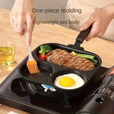 Marble-Textured Divided Frying Pan: Three Flavors, No Taste Transfer, Light-Oil Non-Stick, Easy Flipping, All-Stove Compatible, Quick Breakfasts