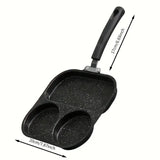 Marble-Textured Divided Frying Pan: Three Flavors, No Taste Transfer, Light-Oil Non-Stick, Easy Flipping, All-Stove Compatible, Quick Breakfasts