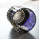 Hand-Carved Purple Kiriko Glass, Crystal Whiskey Glass, Edo Pattern High-End Spirits Glass