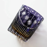 Hand-Carved Purple Kiriko Glass, Crystal Whiskey Glass, Edo Pattern High-End Spirits Glass
