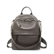 Lychee-grain leather backpack: wear-resistant, large capacity, casual travel & commute, multiple carry ways, zipper anti-theft, premium texture.(grey)