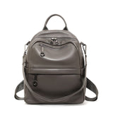 Lychee-grain leather backpack: wear-resistant, large capacity, casual travel & commute, multiple carry ways, zipper anti-theft, premium texture.(grey)