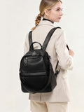 Lychee-grain leather backpack: wear-resistant, large capacity, casual travel & commute, multiple carry ways, zipper anti-theft, premium texture.(grey)