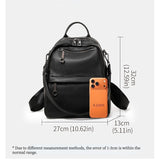 Lychee-grain leather backpack: wear-resistant, large capacity, casual travel & commute, multiple carry ways, zipper anti-theft, premium texture.(grey)