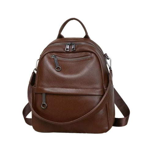 Lychee-grain leather backpack: wear-resistant, large capacity, casual travel & commute, multiple carry ways, zipper anti-theft, premium texture.(light brown)