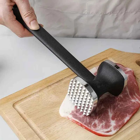 Dual-Sided Multi-Function Meat Mallet, 36 Spikes for Deep Tendon Cutting & Tenderizing, Flat Side for Smashing Cucumbers & Garlic, Nylon Handle with Zinc Alloy Head, Practical Kitchen Tool./silver In Australia - Darrahopens