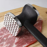 Dual-Sided Multi-Function Meat Mallet, 36 Spikes for Deep Tendon Cutting & Tenderizing, Flat Side for Smashing Cucumbers & Garlic, Nylon Handle with Zinc Alloy Head, Practical Kitchen Tool./silver