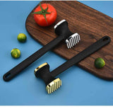 Dual-Sided Multi-Function Meat Mallet, 36 Spikes for Deep Tendon Cutting & Tenderizing, Flat Side for Smashing Cucumbers & Garlic, Nylon Handle with Zinc Alloy Head, Practical Kitchen Tool./golden In Australia - Darrahopens