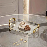 Water Ripple Double-Ear Tray: PET One-Piece Molded, Smooth & Easy to Clean, Gold/Silver Edge Thickened Double Ears, Small Size, Light Luxury & Multi-Purpose Storage/Phnom Penh (amber gold) In Australia - Darrahopens