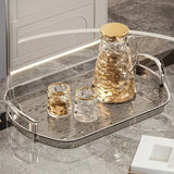 Water Ripple Double-Ear Tray: PET One-Piece Molded, Smooth & Easy to Clean, Gold/Silver Edge Thickened Double Ears, Small Size, Light Luxury & Multi-Purpose Storage/Phnom Penh (amber gold)