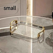 Water Ripple Double-Ear Tray: PET One-Piece Molded, Smooth & Easy to Clean, Gold/Silver Edge Thickened Double Ears, Small Size, Light Luxury & Multi-Purpose Storage/Phnom Penh transparent ash In Australia - Darrahopens