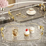 Water Ripple Double-Ear Tray: PET One-Piece Molded, Smooth & Easy to Clean, Gold/Silver Edge Thickened Double Ears, Small Size, Light Luxury & Multi-Purpose Storage/Phnom Penh transparent ash In Australia - Darrahopens