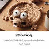 2PCS Hand-crocheted squirrel coaster, soft and durable yarn. The cute and adorable design combines decoration, heat insulation, and stress relief in one. Compact and practical, it brightens up your office life.