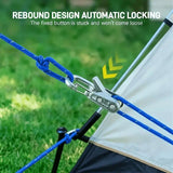 12-Piece Outdoor Tent Guyline Tensioner Kit, Dual-Row Buckle Brass Roller, Rebound Self-Locking Sturdy Windproof