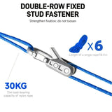 12-Piece Outdoor Tent Guyline Tensioner Kit, Dual-Row Buckle Brass Roller, Rebound Self-Locking Sturdy Windproof