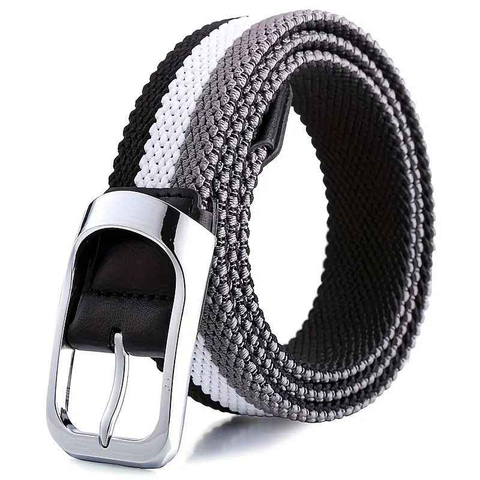 Three-Color Braided Golf Elastic Belt, Unisex, Stretchy Comfort and Versatile Matching, Top Choice for High-Quality Casual Trouser Belts(Black+white+gray) In Australia - Darrahopens
