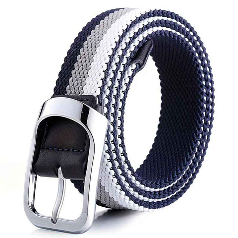 Three-Color Braided Golf Elastic Belt, Unisex, Stretchy Comfort and Versatile Matching, Top Choice for High-Quality Casual Trouser Belts(Blue+gray+white) In Australia - Darrahopens