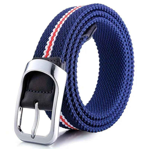 Three-Color Braided Golf Elastic Belt, Unisex, Stretchy Comfort and Versatile Matching, Top Choice for High-Quality Casual Trouser Belts/Blue, white and red In Australia - Darrahopens