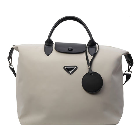 【Canvas Large-Capacity Tote Bag】 Faux Leather Trim Triangular Nameplate, Hidden Magnetic Snap Smooth Zipper, Multi-Way Wear Versatile for Commuting & Travel, Lightweight Storage./black In Australia - Darrahopens