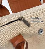 【Canvas Large-Capacity Tote Bag】 Faux Leather Trim Triangular Nameplate, Hidden Magnetic Snap Smooth Zipper, Multi-Way Wear Versatile for Commuting & Travel, Lightweight Storage./black In Australia - Darrahopens
