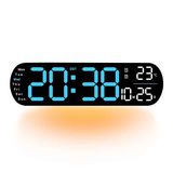 13.7" Large LED Digital Wall Clock - Auto Dimming, Temperature Display, Ideal for Bedroom & Office(5502BLUE)