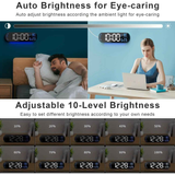 13.7" Large LED Digital Wall Clock - Auto Dimming, Temperature Display, Ideal for Bedroom & Office(5502BLUE)