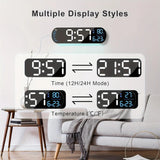 13.7" Large LED Digital Wall Clock - Auto Dimming, Temperature Display, Ideal for Bedroom & Office(5502BLUE)