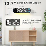 13.7" Large LED Digital Wall Clock - Auto Dimming, Temperature Display, Ideal for Bedroom & Office(5502BLUE)