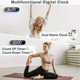 13.7" Large LED Digital Wall Clock - Auto Dimming, Temperature Display, Ideal for Bedroom & Office(5502  GREEN)