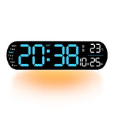 13.7" Large LED Digital Wall Clock - Auto Dimming, Temperature Display, Ideal for Bedroom & Office(5502  GREEN)