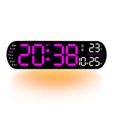 13.7" Large LED Digital Wall Clock - Auto Dimming, Temperature Display, Ideal for Bedroom & Office(5502  GREEN)
