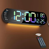 13.7" Large LED Digital Wall Clock - Auto Dimming, Temperature Display, Ideal for Bedroom & Office(5502 Deep pink)