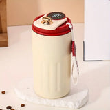 Smart Temp-Display Tumbler: 15.5oz Large Capacity, See the Temp, Enjoy Hot/Cold Freely – Just Right Every Sip/(WHITE)